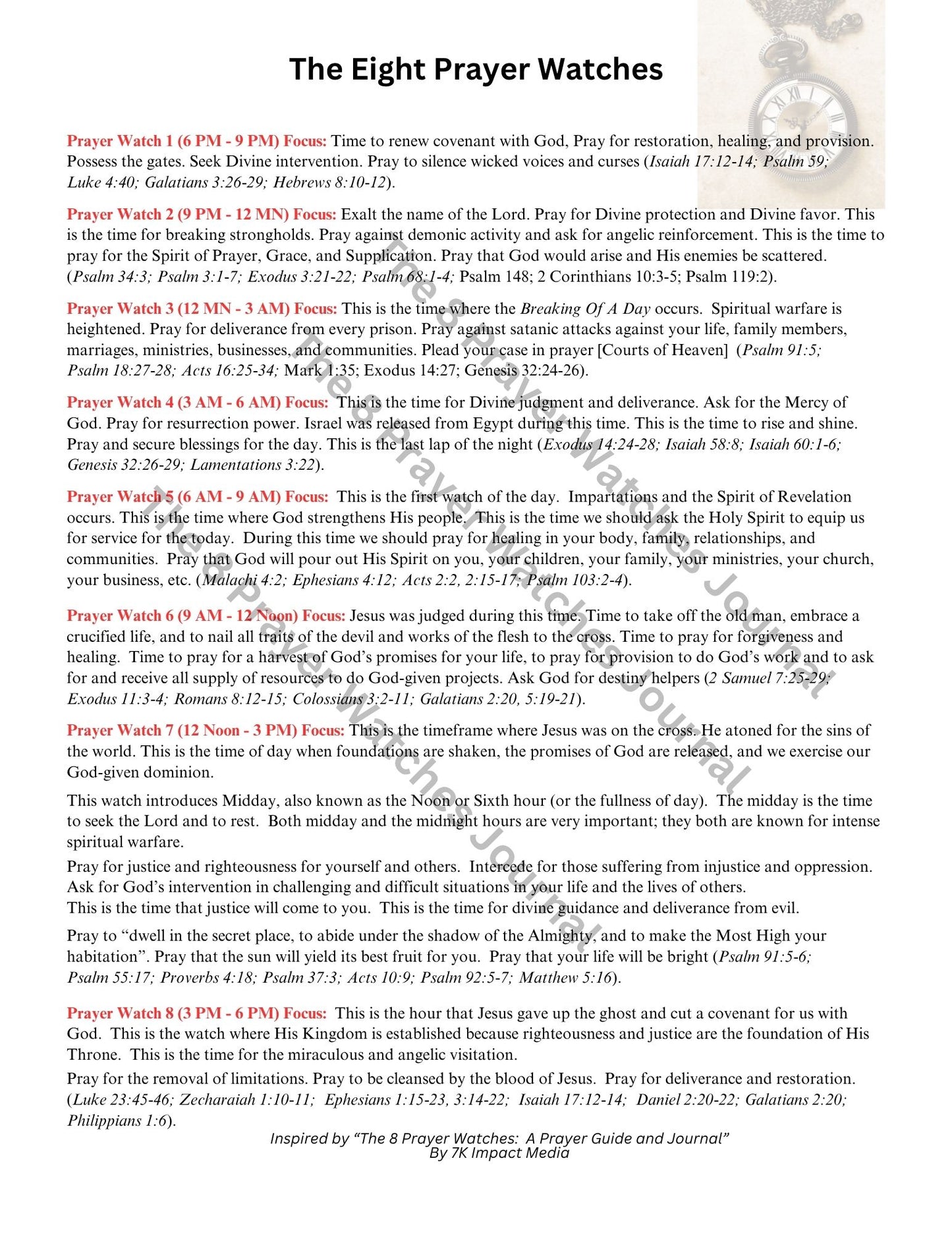 The 8 Prayer Watches JOURNAL